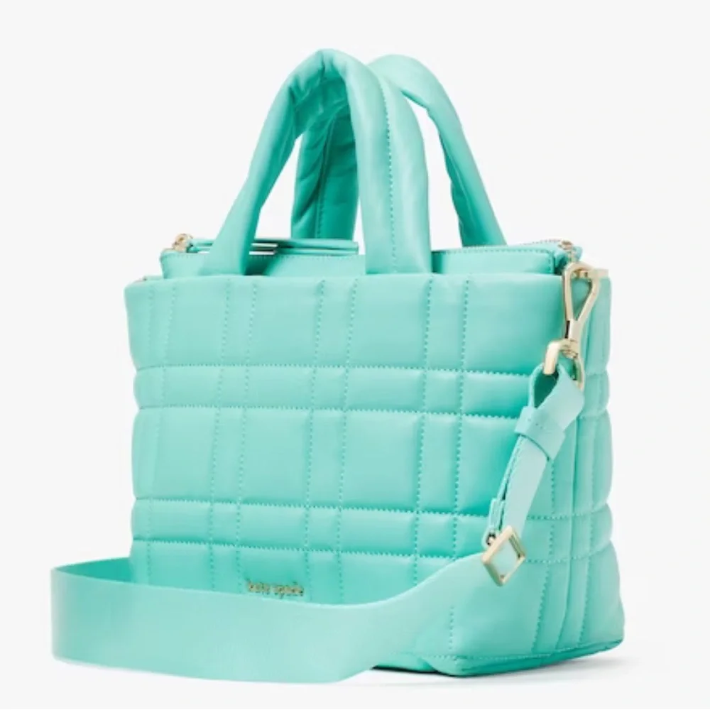 Kate Spade Softwhere Mini Tote in Summer Rain Quilted Leather Bag With Duster - Picture 4 of 11